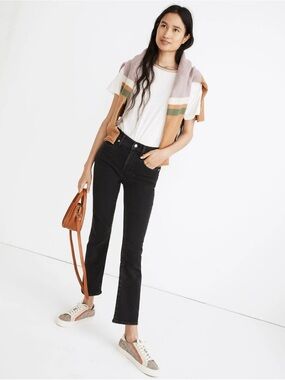Madewell Cali Demi-Boot Jeans Black Stretch Size 25